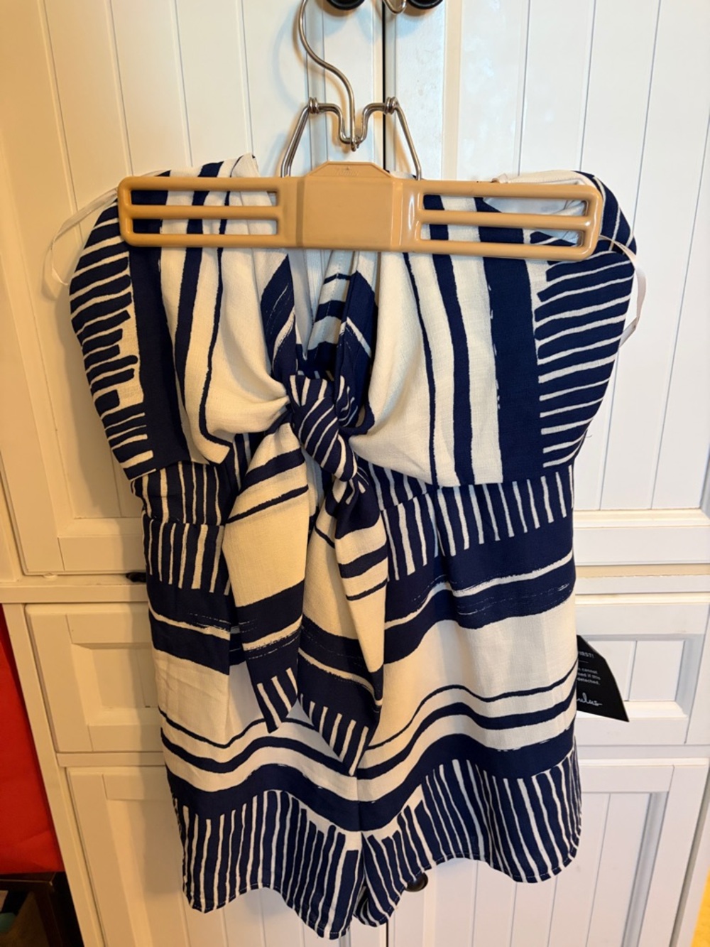 Lulu's Navy and White Striped Strapless Dress